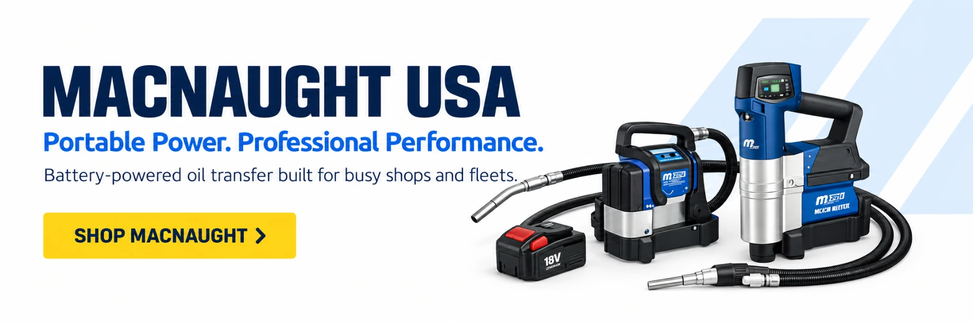 MacNaught USA battery-powered oil pumps banner